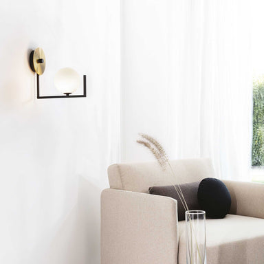 Contemporary Metal Wall Light with White Globe