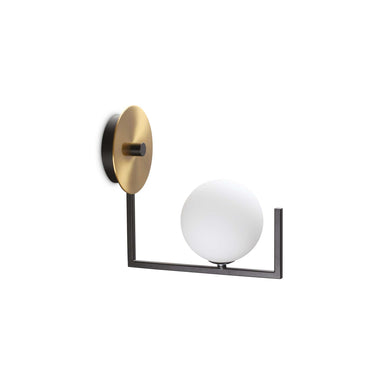 Contemporary Metal Wall Light with White Globe