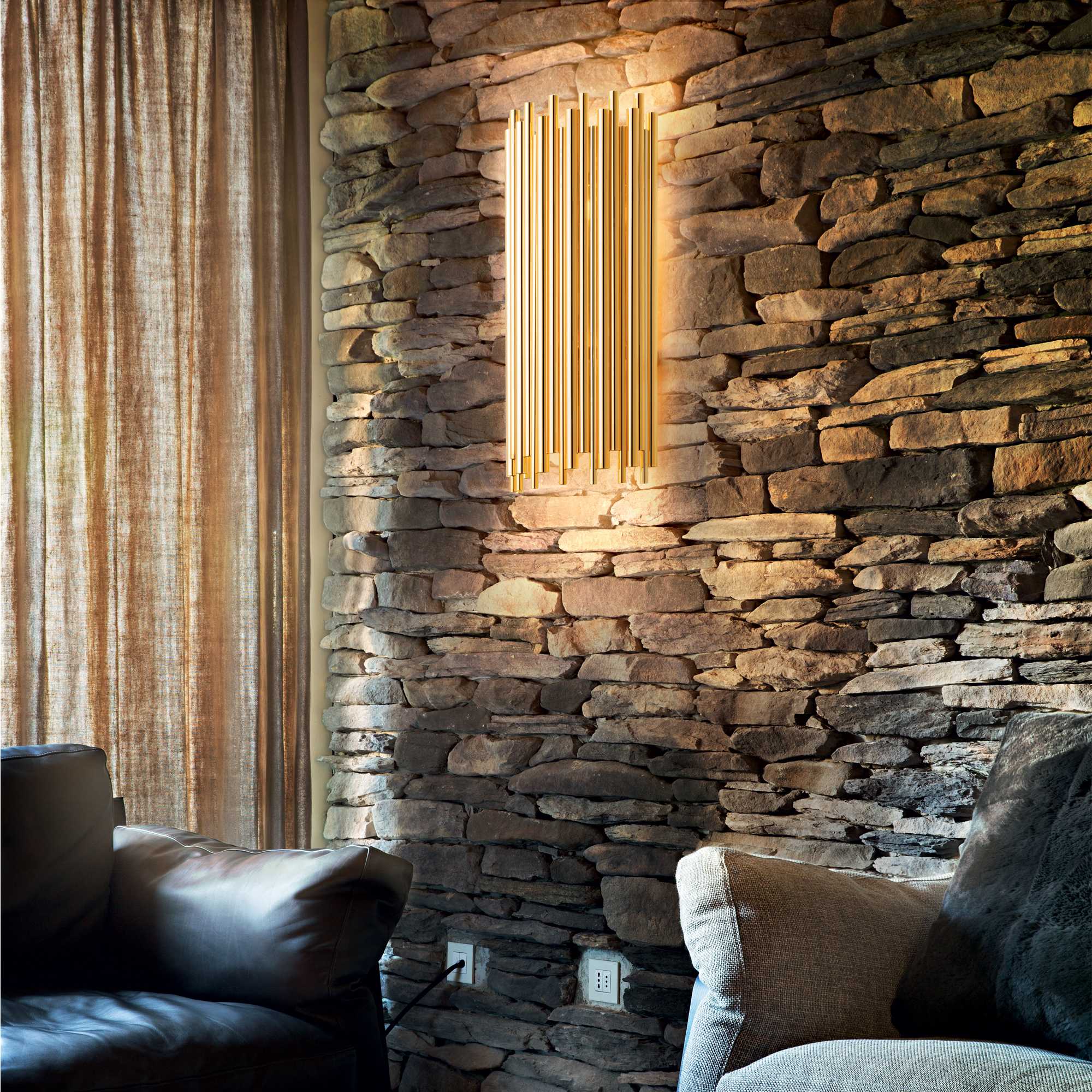 Contemporary Gold Metal Tube Wall Light Ideal Lux