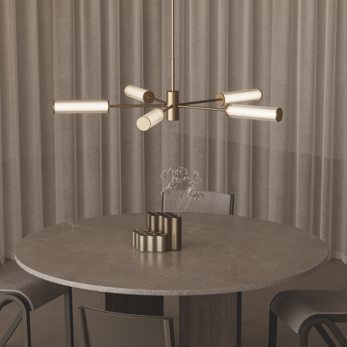 Contemporary gold metal 5 arm chandelier 