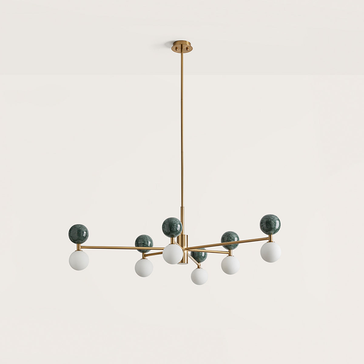 Contemporary green marble 6 arm chandelier