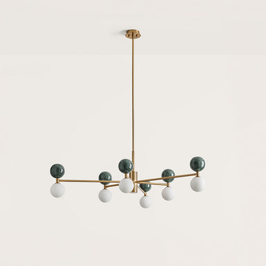 Contemporary 6 Arm Marble and Glass Chandelier