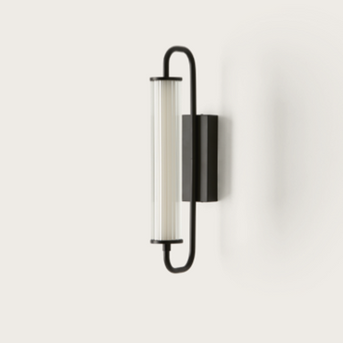 Contemporary Metal and Ribbed Glass Wall Light