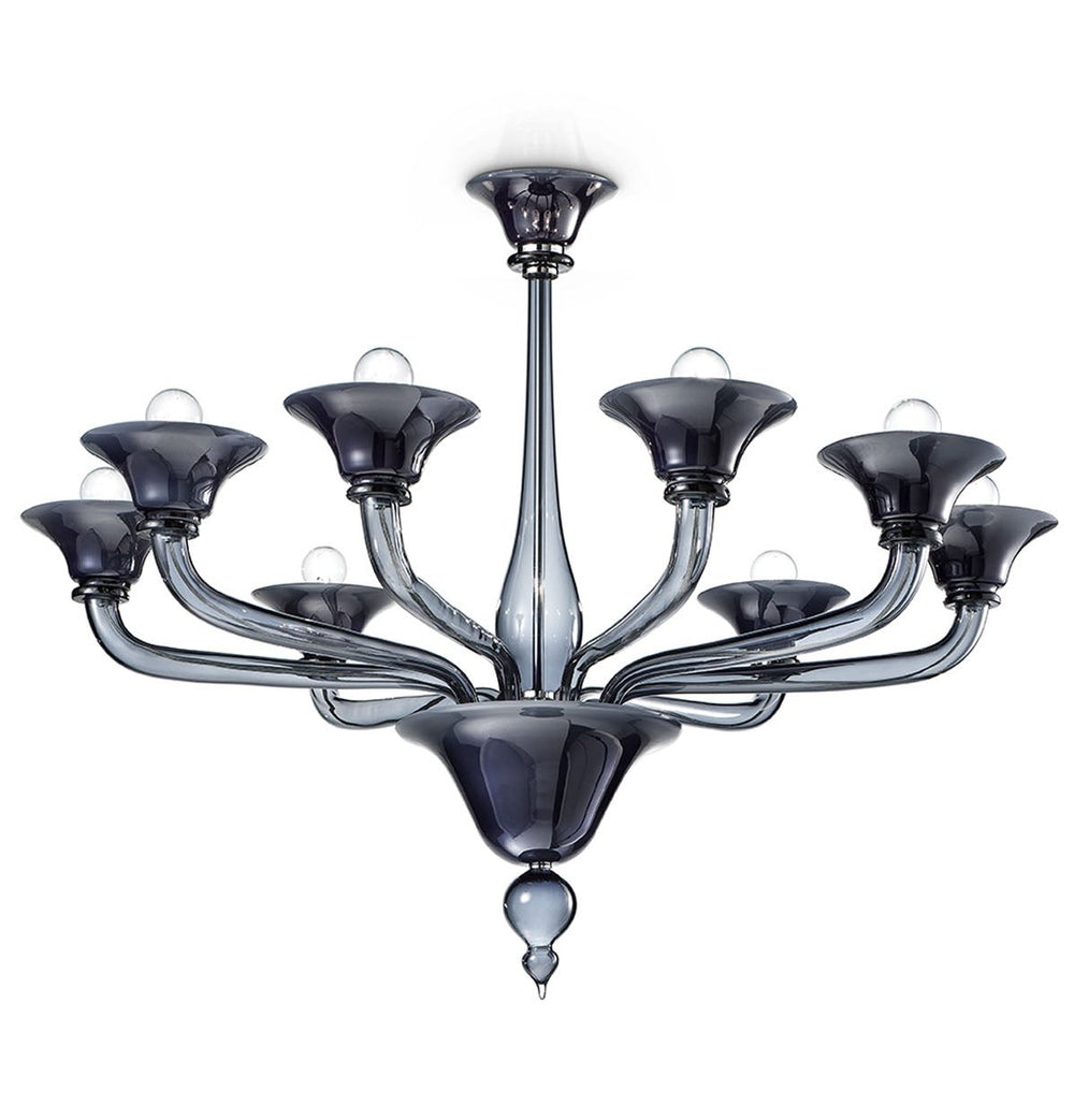 Handmade High Quality Elegant Single-Tier Venetian Chandelier Lamp With Eight Shades And Murano Glass