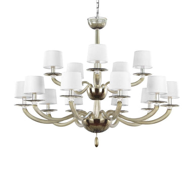 15 Light Transparent Mocha Art Glass Chandelier