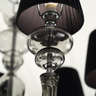 Multi Tier Grey Glass Chandelier with Black Lampshades