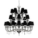 Multi Tier Smoky Grey Glass Chandelier with Black Lampshades