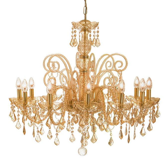 Hand-Blown Antique Single-Tier Venetian Chandelier With Twelve Shades And Murano Glass