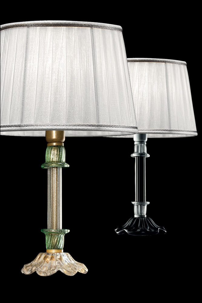 Handmade Classic Contemporary Fine Italian Small Table Lamp With Shade And Murano Glass