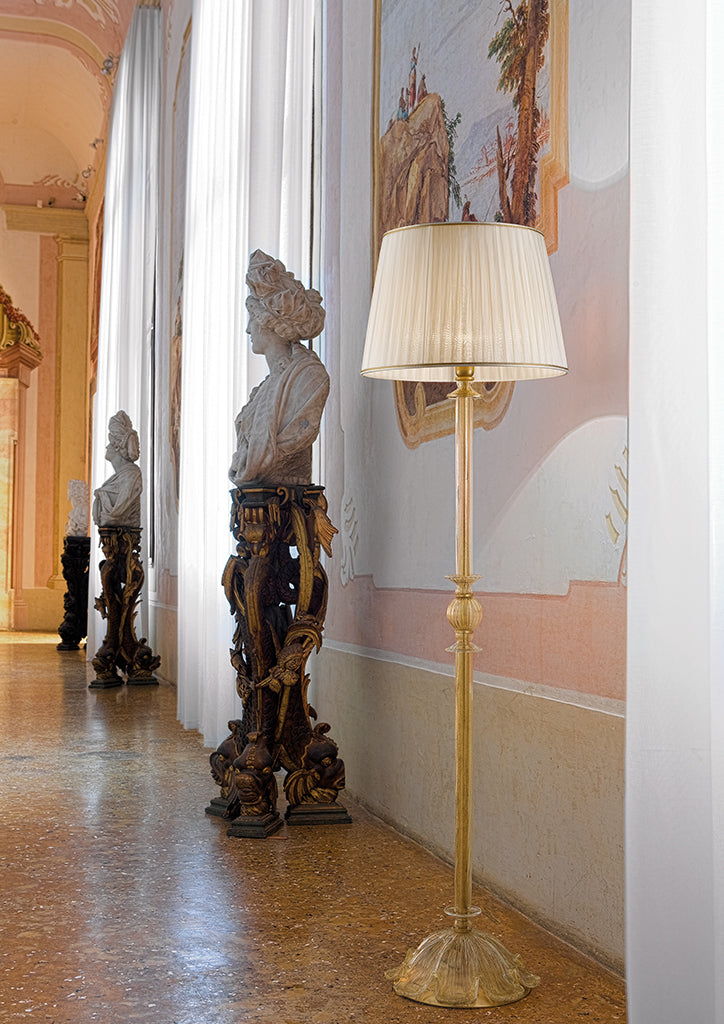 Handmade Classic Contemporary Fine Italian Floor Lamp With Shade And Murano Glass