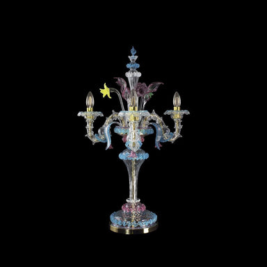 3 Light Flambeau in Rezzonico Style with Crystal and Ruby Finish