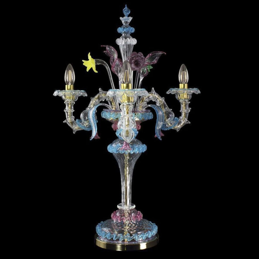 3 Lights Flambeau in Rezzonico Style with Crystal and Ruby Finish