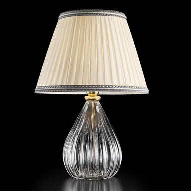 Hand-Blown Elegant Venetian Small Table Lamp With Shade And Murano Glass