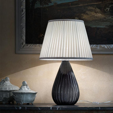 Hand-Blown Elegant Venetian Small Table Lamp With Shade And Murano Glass