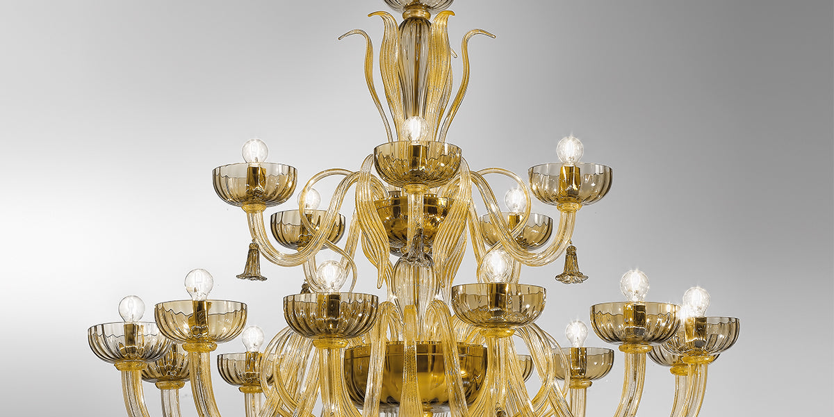 Hand-Blown elaborate two-tier fine Italian ceiling pendant Chandelier ...