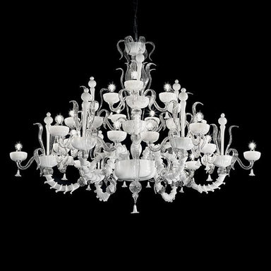 Hand-Blown Elaborate Single-Tier Fine Italian Ceiling Pendant Chandelier With 27 Shade And Murano Glass