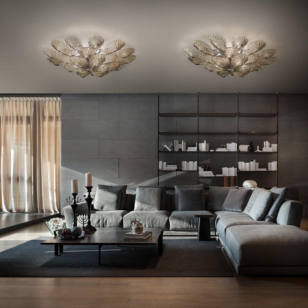 Hand-Blown Exquisite Contemporary Venetian Large Ceiling Lamp With 20 Lights And Murano Glass