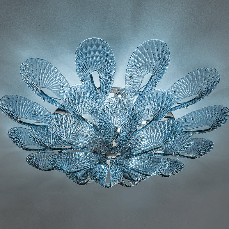 Hand-Blown Exquisite Contemporary Venetian Large Ceiling Lamp With 20 Lights And Murano Glass