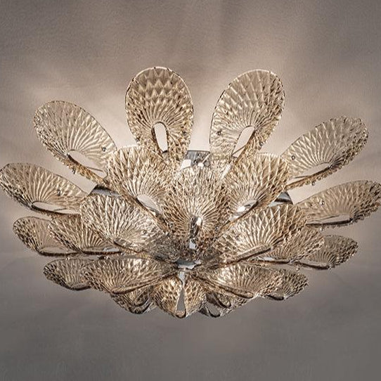 Hand-Blown Exquisite Contemporary Venetian Large Ceiling Lamp With 20 Lights And Murano Glass