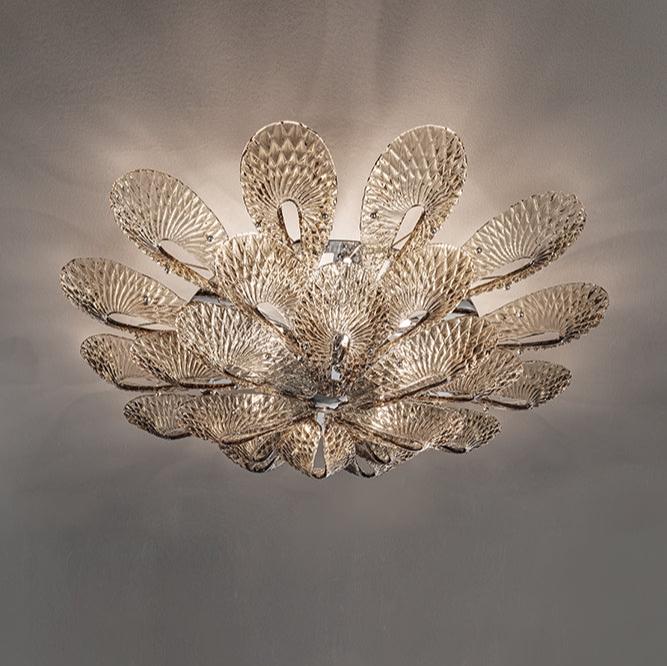 Hand-Blown Exquisite Contemporary Venetian Large Ceiling Lamp With 20 Lights And Murano Glass