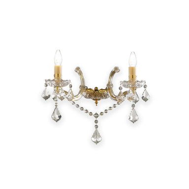 Traditional 2 Arm Gold Glass Wall Light