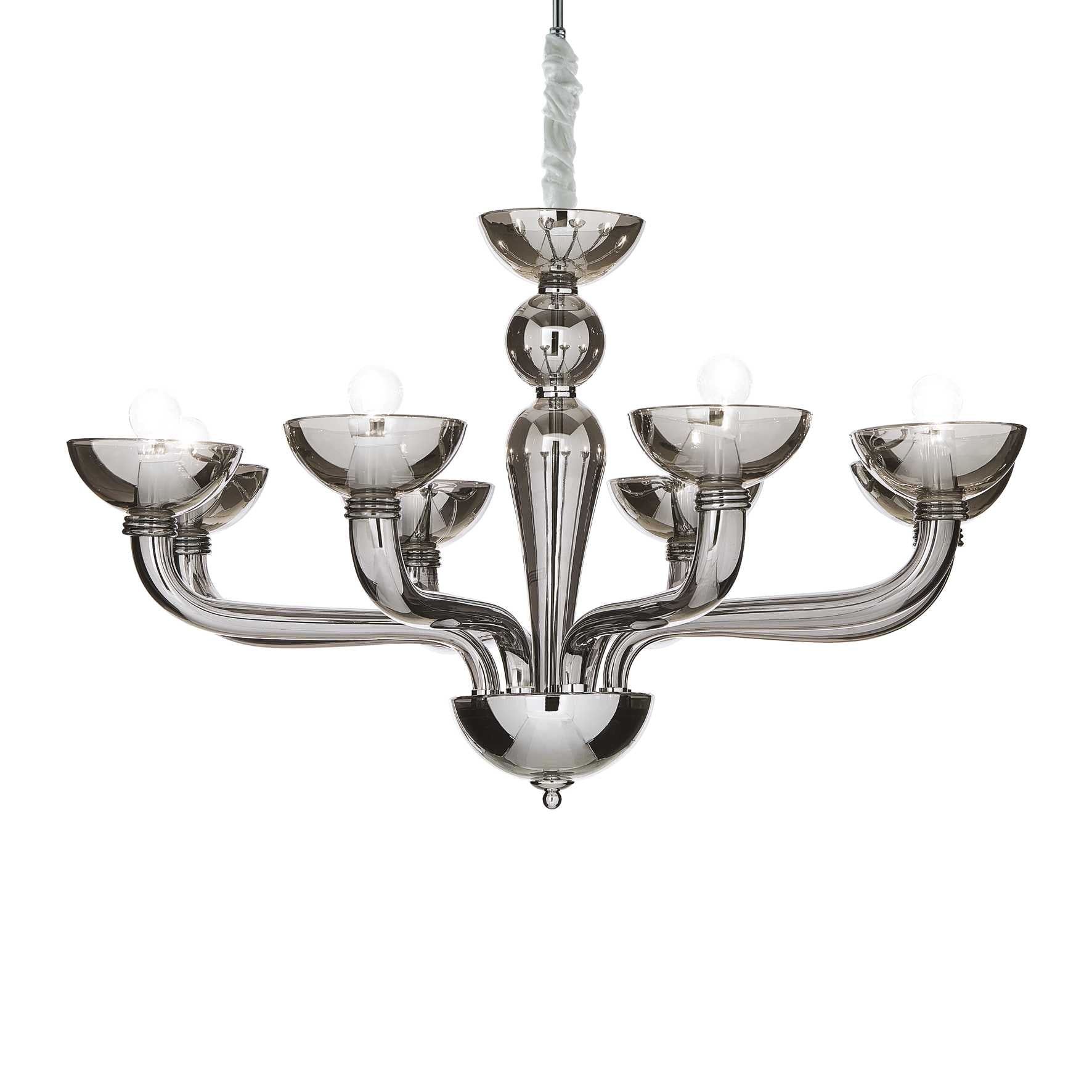 Smokey Grey Ideal Lux 8 Light Glass Chandelier 