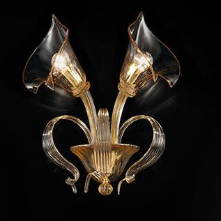 Handcrafted Sophisticated Fine Italian Ceiling Pendant Chandelier Wall Lamp With Two Shades And Murano Glass