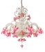 8 Arm Pink & Clear  Murano Glass Chandelier With Gold Decoration