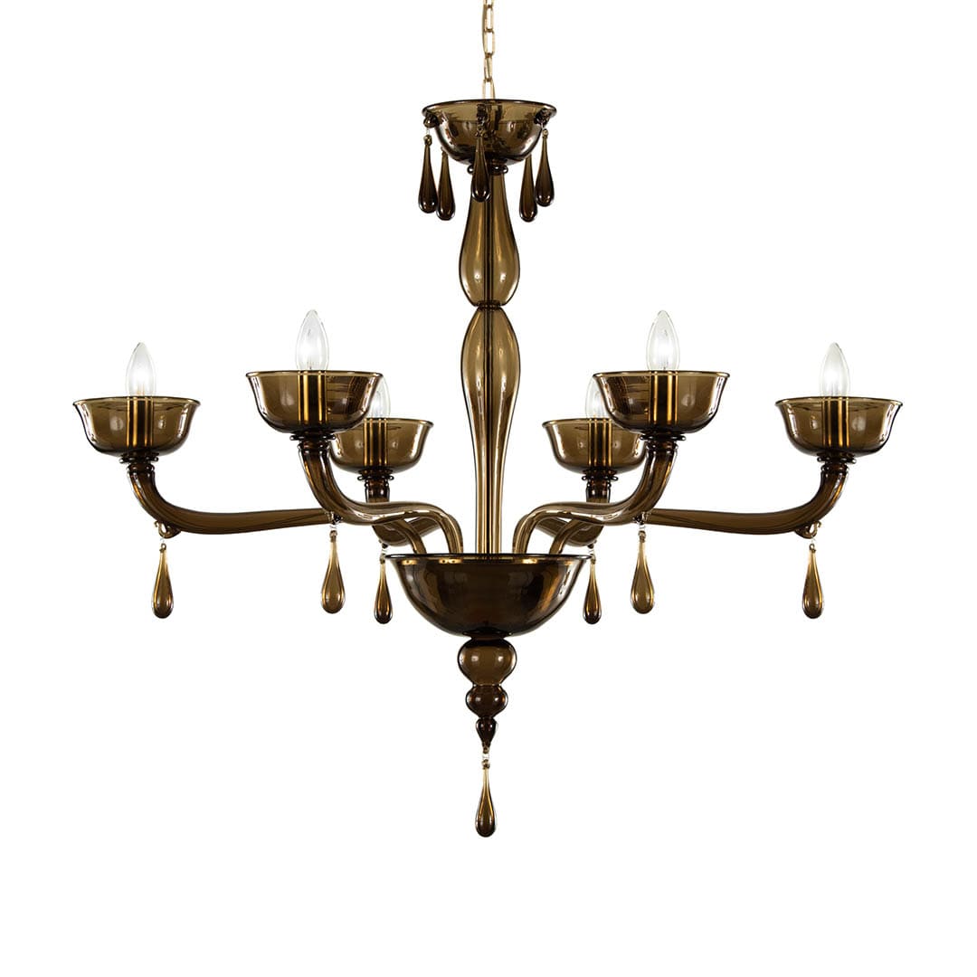 Murano Glass Chandelier with 6 Lights and Pendant Drops