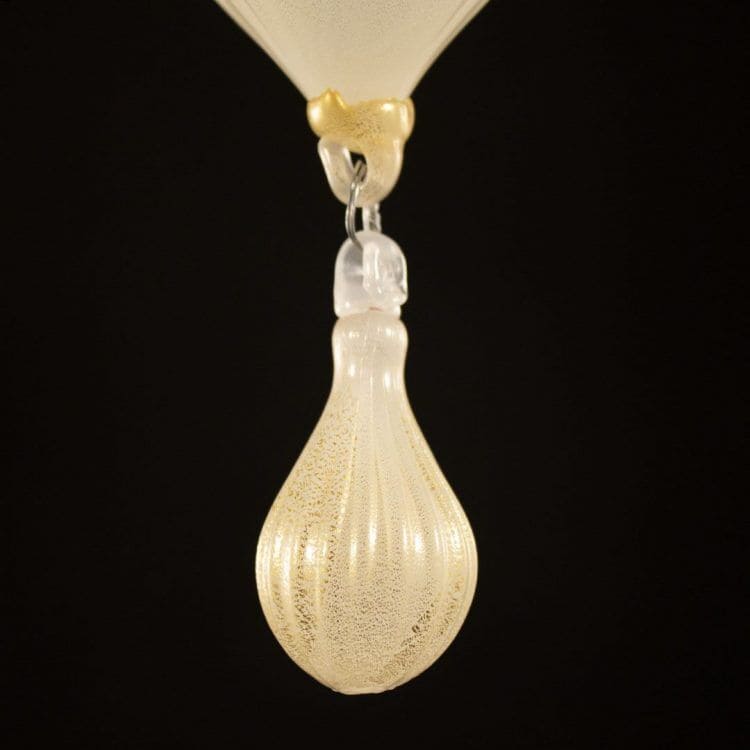 6 Lights Silk and Gold Murano Glass Chandelier