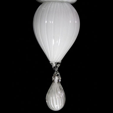 6 Light Handblown White Murano Glass Chandelier