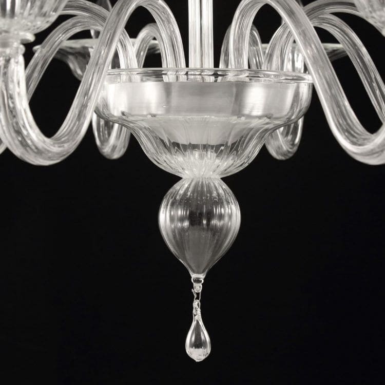 8 Lights Clear Murano Glass Chandelier