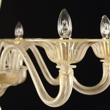 8 Light Gold Murano Glass Chandelier