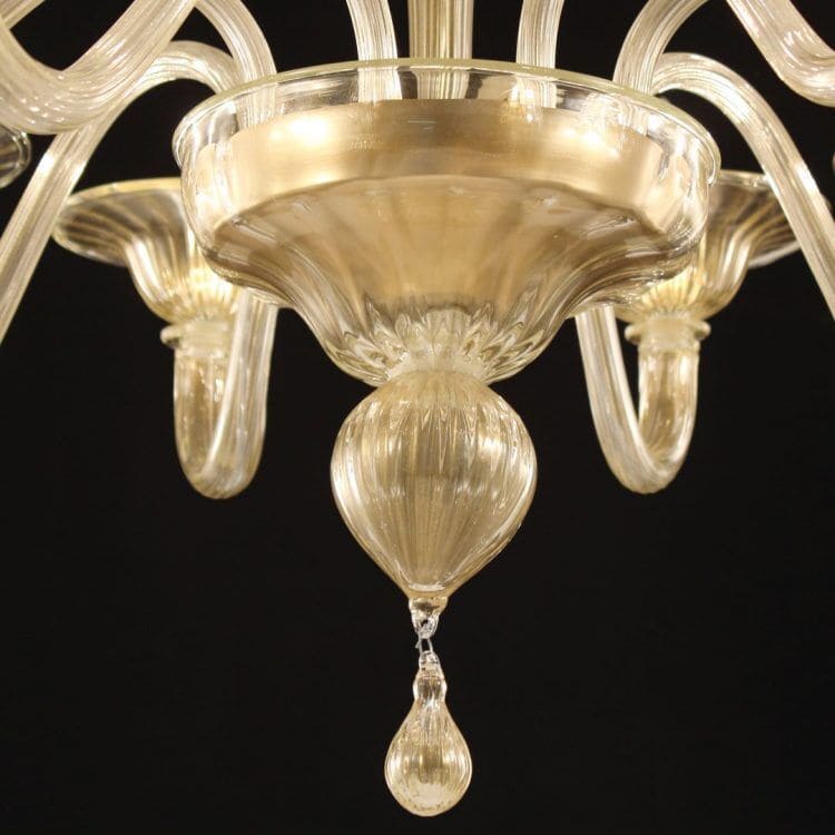 8 Lights Gold Murano Glass Chandelier