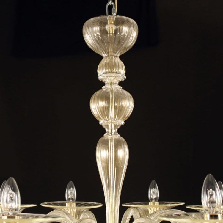 8 Lights Gold Murano Glass Chandelier