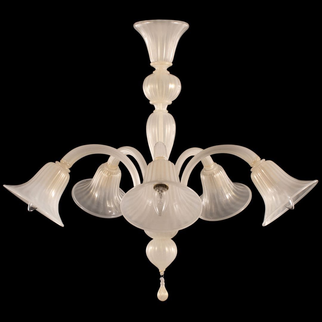 5 Lights Gold Murano Glass Chandelier