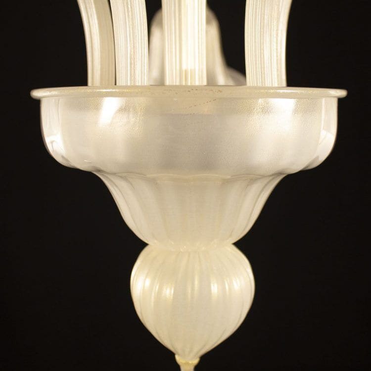 5 Lights Gold Murano Glass Chandelier