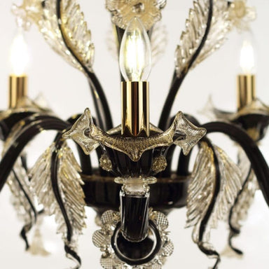 5 Light Black and Gold Glass Chandelier