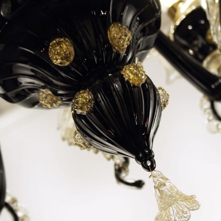 5 Lights Black and Gold Glass Chandelier