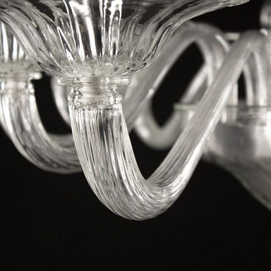 Clear 12 Light Sleek Murano Glass Chandelier