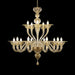 10+5 Light Staggered Gold Glass Chandelier