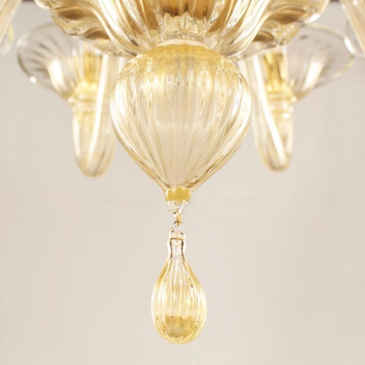 10+5 Light Staggered Gold Glass Chandelier