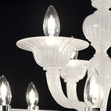 Two Tier 6+3 Light Chandelier in Silk White Venetain Glass