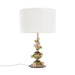 Artistic Glass Table Lamp with Amethyst Base and Pink Floral Details