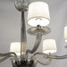 6 Lights Smoke Grey Art Glass Chandelier with White Lampshades