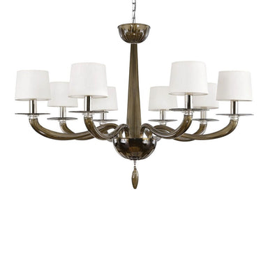 8 Light Chandelier in Smoke Murano Glass