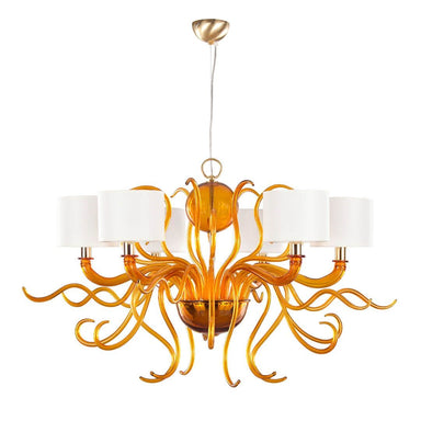 Contemporary Amber Murano Chandelier with 6 Lights