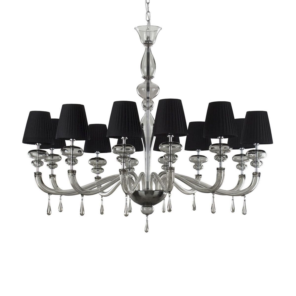 12 Lights Chandelier with Black Lampshades