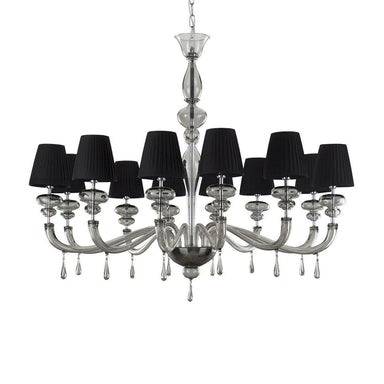 12 Light Chandelier with Black Lampshades