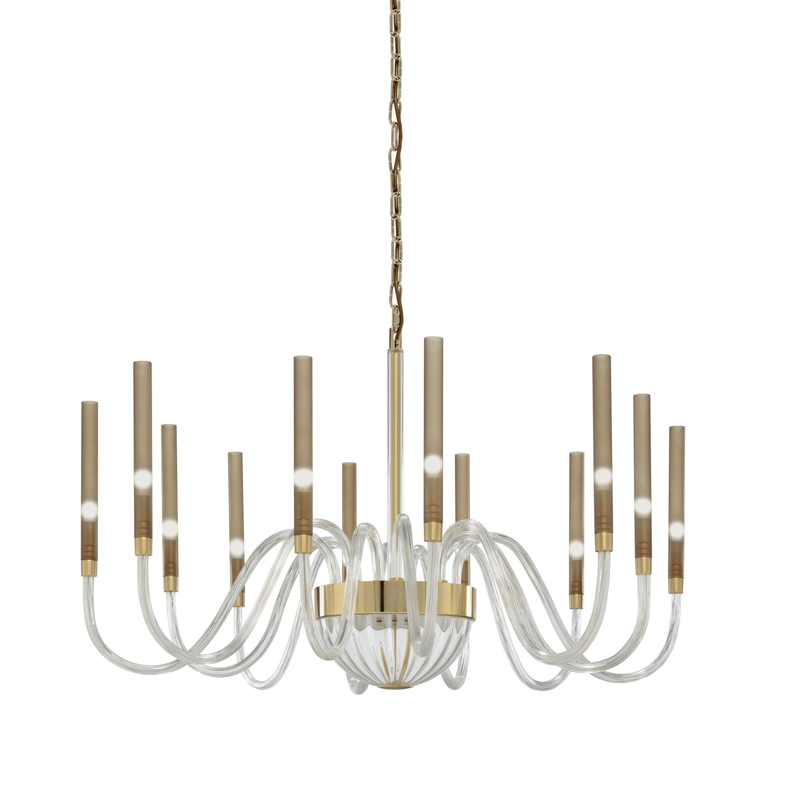 Large Contemporary Chandelier With Satin Smoke Shades